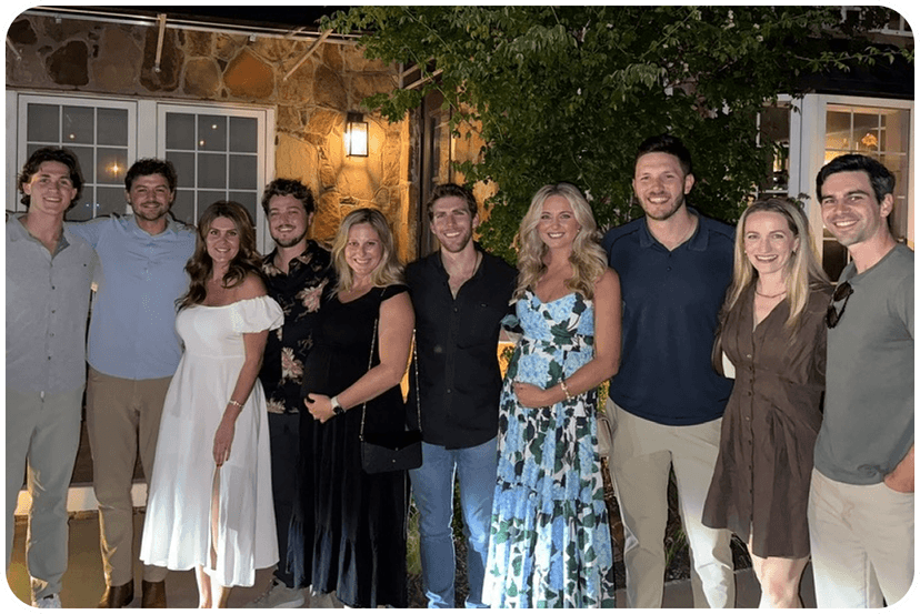 Large group gathering at evening event