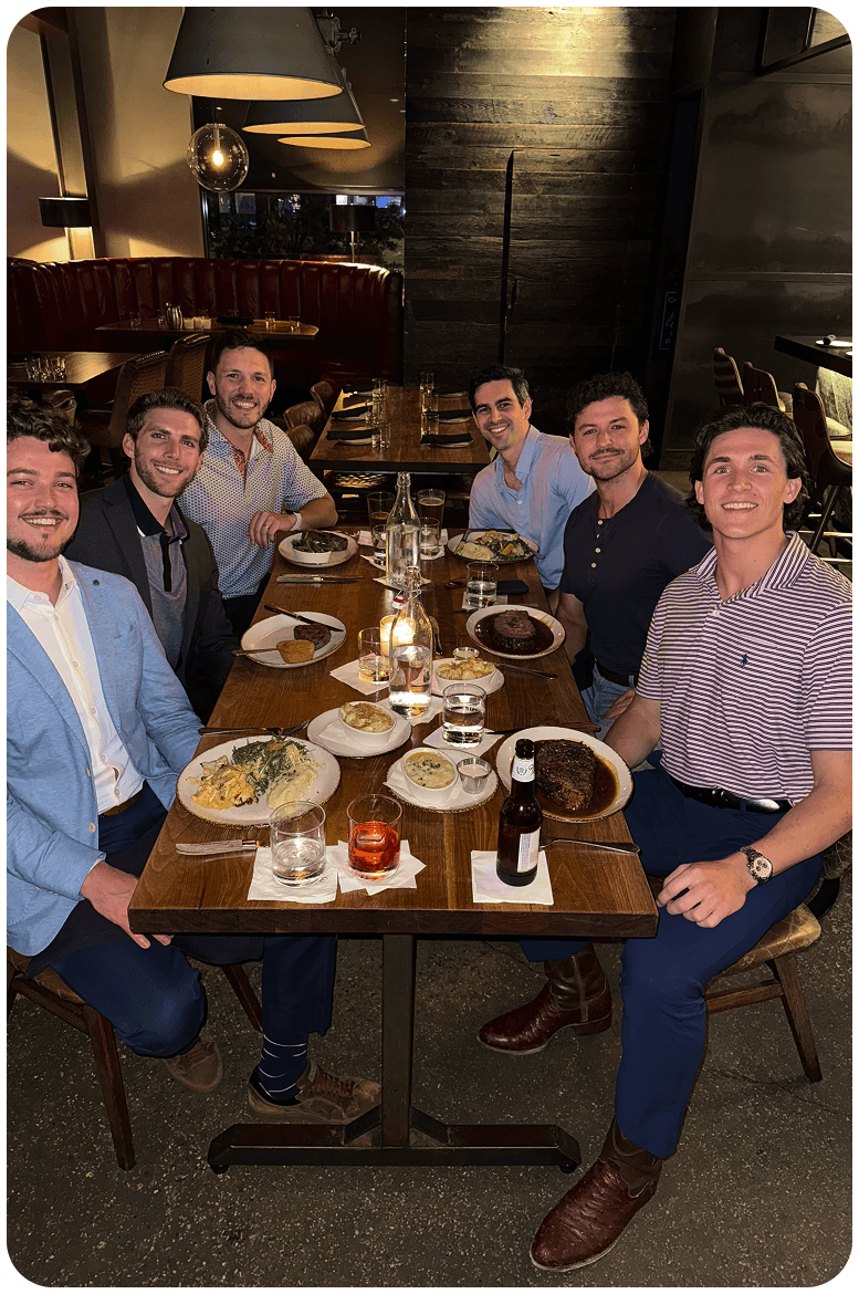 Team dinner at restaurant